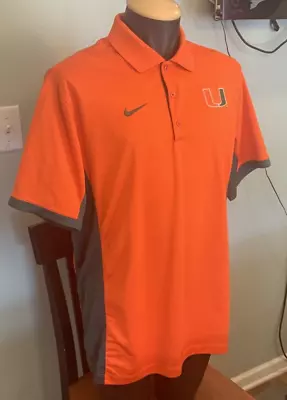 Miami Florida Hurricanes Polo Shirt Mens Large Nike Dri Fit Golf EUC • $24.77