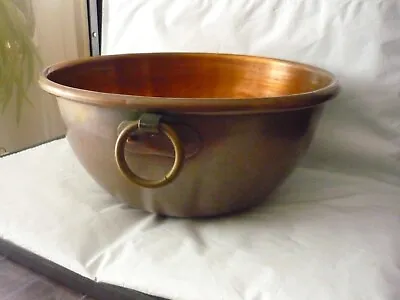 Vintage Copper Mixing Bowl 10 1/2 IN DIAM Bottom Handle Ring  FRANCE VILLEDIEU • $129.90