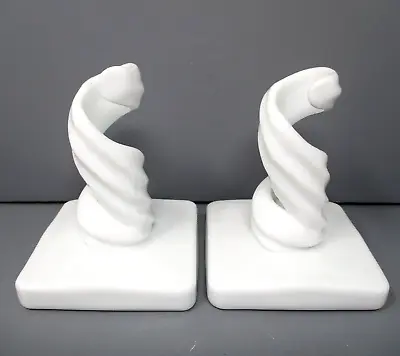 MCM Candlesticks White Milk Glass Twist Westmoreland Spiral Elegant Vintage 5  • $18.19