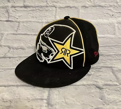 Rockstar Energy Metal Mulisha Flat Brim New Era 59fifty Hat Sz 7 1/8 Wool Blend • $22