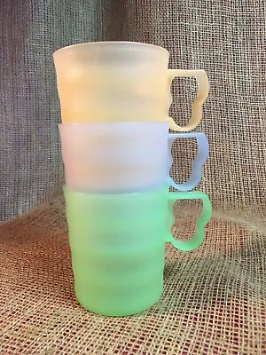 Vintage Tupperware  12oz Mugs Set Of 3 Pastel #3574 Nesting Cups • $18