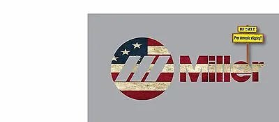 Miller Welding American Flag Imposed Sticker Decal Die Cut 3.5  X 8.5  P78 B2-G3 • $5.49