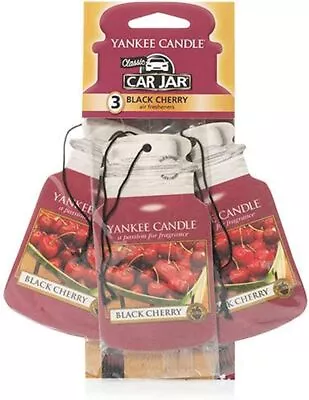 Yankee Candle Car Jar Scented Air Freshener Black Cherry Three Count • £6.14