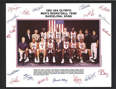 1992 Olympics USA Dream Team Men's Basketball 8 X 10 Photo •Facsimile Autographs • $9.99