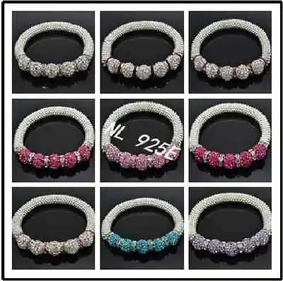 £4.99 • Buy Uk New Snowflake Alloy Beads With Crystal Beads Stretch Bracelets - Top Quality