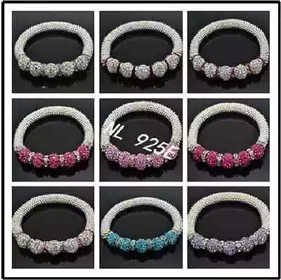 £4.99 • Buy Uk New Snowflake Alloy Beads With Crystal Beads Stretch Bracelets - Top Quality