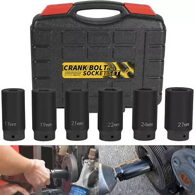 6 Pack Crank Bolt Socket Set Harmonic Balancer Impact Socket 17/19/21/22/24/27mm • $114