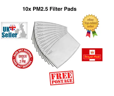 £2.99 • Buy PM2.5 Filter Pads Washable Reusable Cotton Face Masks Activated Carbon X 10
