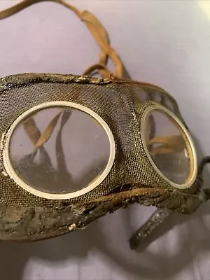 Vintage Antique Original Industrial Racing Motorcycle Aviation Metal Goggles • $38