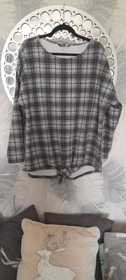 £7.50 • Buy BNWOT PEP&CO Womens Top Size 22 Plaid Grey Tie Front