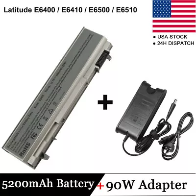 Battery+90W Adapter Charger For Dell Latitude E6410 E6400 E6500 E6510 W1193 • $28.41