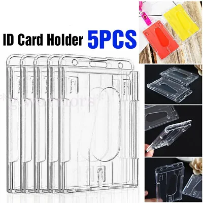 5pcs Transparent ID Card Holder Protector Cover Case Enclosed Oyster Pass Badge • £3.97