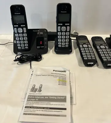 PANASONIC KX-TG3634 Cordless Phone System TESTED (4) Handsets/ (2) Chargers/Blk • $25