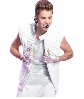 Justin Bieber Quilted White Leather Vest • $59.99