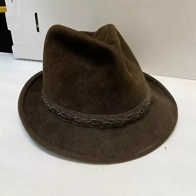 Mallory Fedora Hat Size 7 Brown Felt Velour Vintage • $14.95