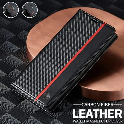 For Samsung A15 A35 A55 A14 A34 A54 A53 Case Carbon Fibre Leather Wallet Cover • $14.99