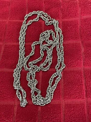 Extra Long 58” Signed Monet Chain Link Necklace Shiny Silver Tone Chunky • $8