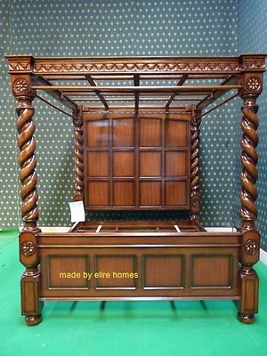£4499 • Buy BESPOKE~ UK King Four Poster Canopy Jacobean Twisted Column Mahogany Tudor Bed 