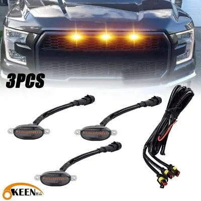 3x Raptor Style LED Front Grille Smoked Lens Amber Running Light For Ford F-150 • $16.99