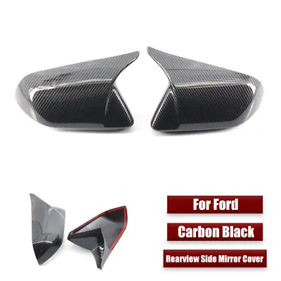 Pair Carbon Black Car Rearview Side Mirror Cover For Ford Mustang 2015-2022 • $75.50