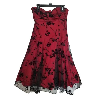 £12.57 • Buy Strapless Prom Formal Cocktail Dress Teen Size 5 Red Black Zip