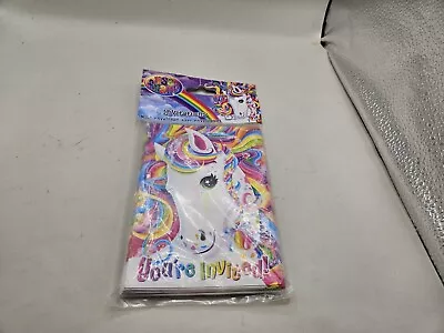 Lisa Frank Party Invitations Rainbow Unicorn Horse Birthday Majesty Kids 8 Count • £5.78