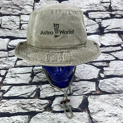 Vintage Astroworld Bucket Hat Full Brim Military Green W/ Drawstring Embroidered • $99.95