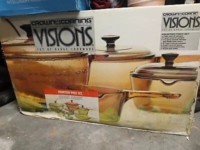 14 Piece Crown Cookware Amber/Brown Vision • $300