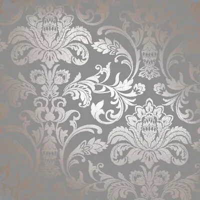 £9.99 • Buy Holden Decor - Glistening Damask Metallic Wallpaper - Grey / Rose Gold - 12712