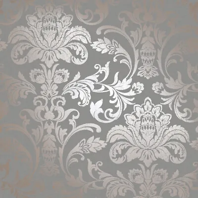 Holden Decor - Glistening Damask Metallic Wallpaper - Grey / Rose Gold - 12712 • £11.19