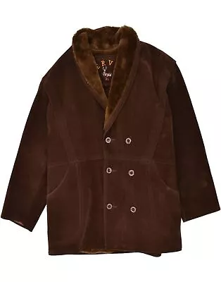 VINTAGE Mens Shearling Jacket UK 42 XL Brown AO14 • $64.68