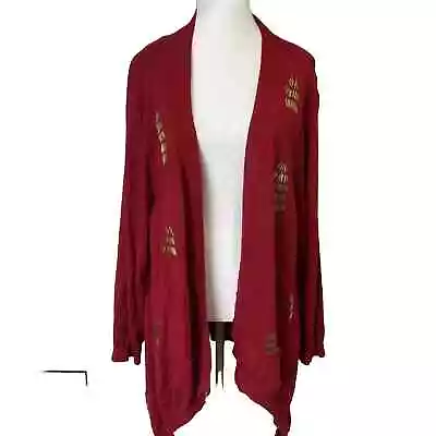 Michael Simon Beaded Christmas Tree Red Cardigan Sweater 3X • $45