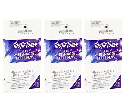 $59 • Buy Designer White Tooth Toner Blue Light Teeth Whitening Gel Refill Pens (3 Boxes)