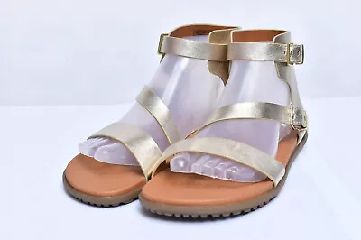 UGG Solivan Strap Sandal Pale Gold Metallic Leather Gladiator Women's Sz 7.5 • $69.99