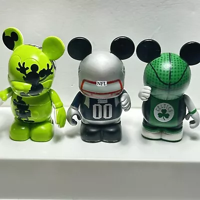 Disney Vinylmation Lot Of Three 3  Figures NFL Patriots NBA Celtics & Oh Mickey • $0.99