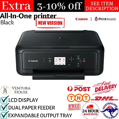 $152.41 • Buy Canon PIXMA Wireless Inkjet Printer Scanner Copier Wifi Bluetooth Auto TS5160BK 