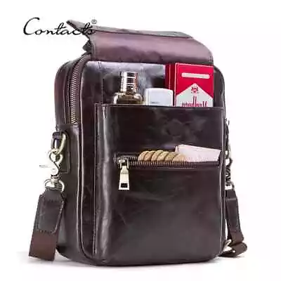 3in1 Men Genuine Leather Shoulder Bag Messenger Bag Handbag Travel For 9.7  IPad • $45.99