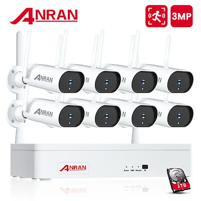 ANRAN 8CH 1296P Home Security Camera System Wireless CCTV Audio NVR Kit 1TB HDD • $309.99