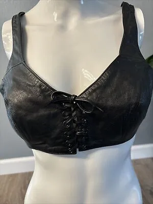 Harley Davidson Leather Bra Top Lace Up Style Snaps In Back  Black Medium • $50
