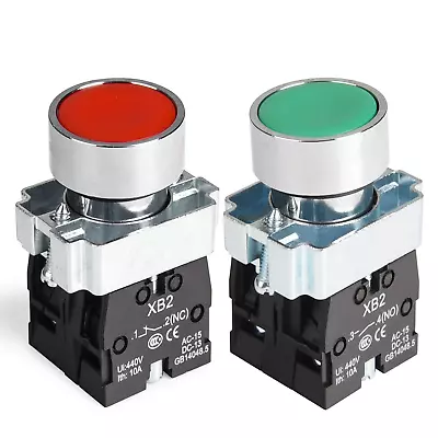 2PCS 22MM Momentary Push Button Switch Red Green 1NO 1NC Metal Head XB2-11BN-G&R • $20.81