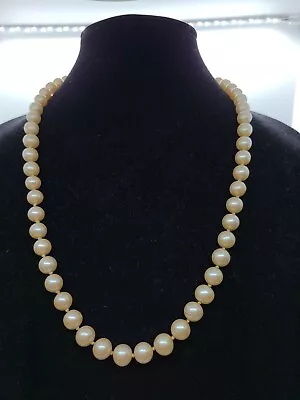 VTG Single Strand Hand Knotted Pearl Necklace Sterling Silver Alligator W/Stones • $65