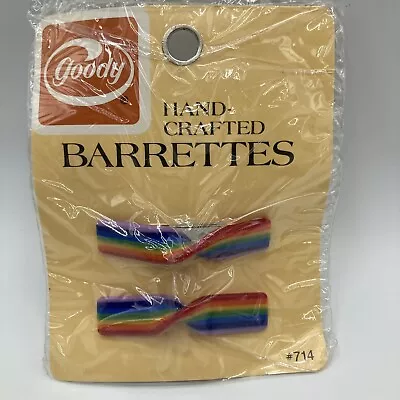 Vintage 1970s Goody Barrettes Rainbow Stripes Wire Clasp 2  NOS • $9.99