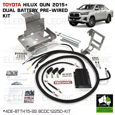 For Toyota Hilux Fortuner 2015+ Dual Battery Tray Wiring Kit Redarc BCDC1225D • $1185