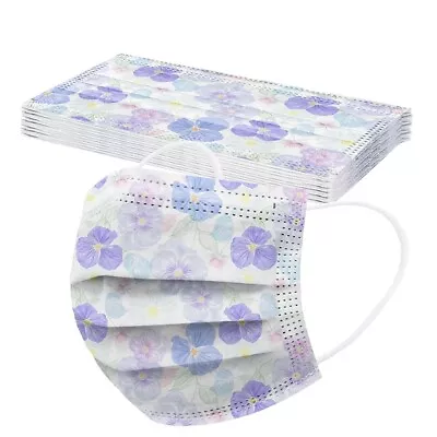 3 Layer Adult Disposable Face Mask Masks Purple Flower Fashion Lady AU Stock • $12.80