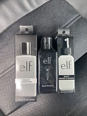 LOT OF 3 NEW E.L.F. Brush Shampoo 4.1 Fl Oz Ea Bottle AND Daily Cleaner • $12.50