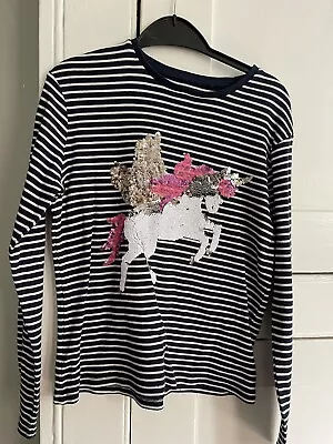 Next Unicorn Sequin Stripey Top Age 11 • £0.99