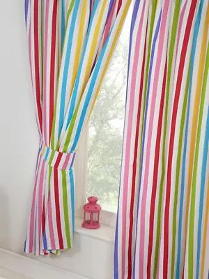 Rainbow Sky Striped Lined Curtains 54  Drop Colourful Boys Girls • £19.99