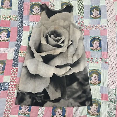 Vintage 1960s Rose Print Paper Dress Black & White Mod Rare GOGO Harry Gordon • $350