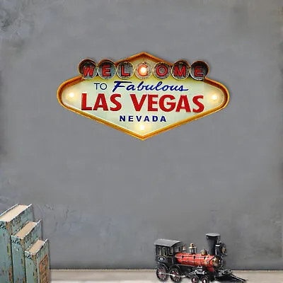 $38.30 • Buy Retro  Neon Sign Wall Hanging Welcome To Fabulous Las Vegas Wall Art Decoration