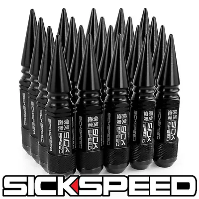 Sickspeed 20pc Black Spiked Aluminum Extended 108mm 3 Pc Lug Nuts 1/2x20 N22 • $119.95